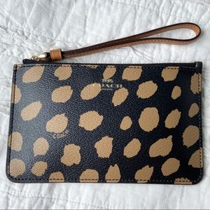 COACH Deer Animal Print Black and Brown Wristlet